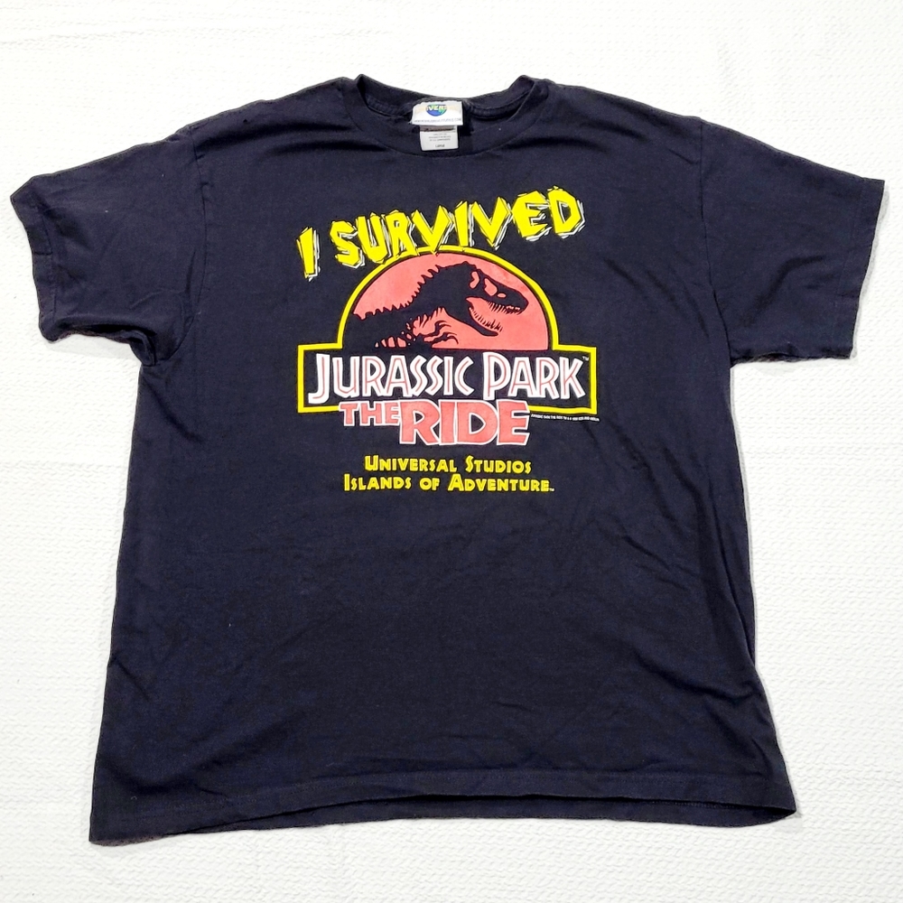 Vintage 90's I Survived the Jurassic Park Ride Universal Studios Tee size Large